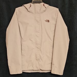 The North Face Light Grey Hooded Rain Jacket Wind Breaker Ladies Size M